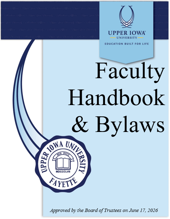 Liight blue graphic that says Faculty Handbook and Bylaws